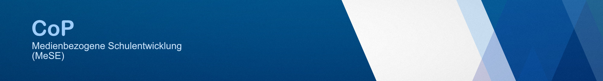 Das Banner zeigt den Schriftzug "CoP Medienbezogene Schulentwicklung (MeSE)"